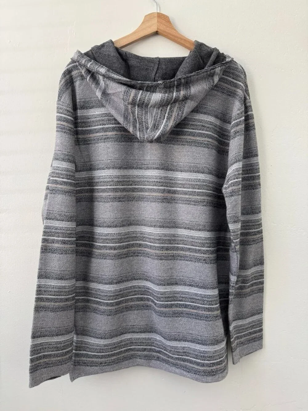 Departwest Buckle Striped Pullover Hoodie Mens Large Gray Baja Sweater - Picture 3 of 8